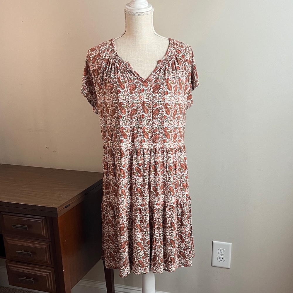 Wonderly Red and Green paisley dress